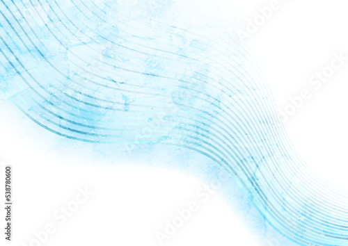Light blue wavy lines abstract grunge background. Retro elegant vector design © saicle