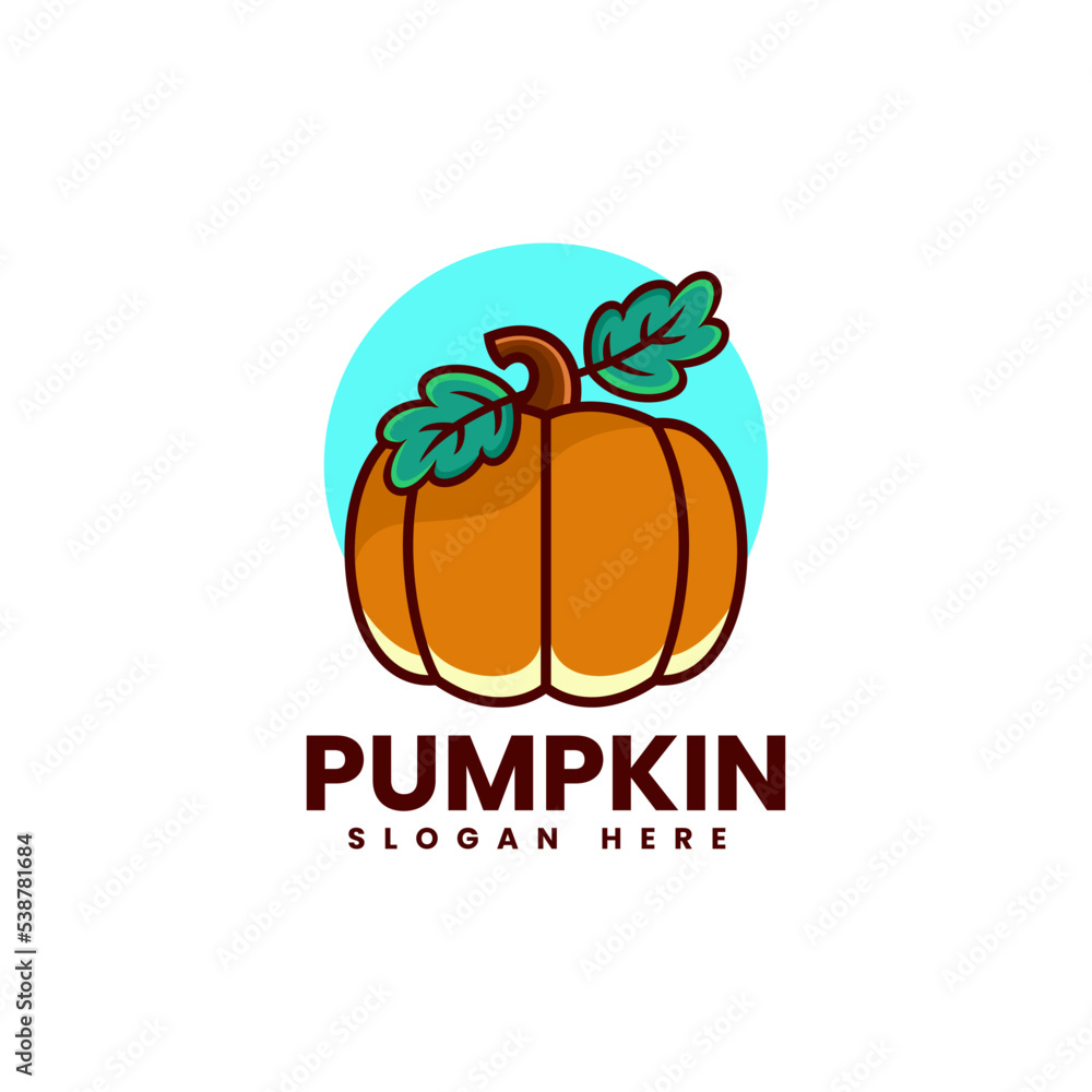 Vector Logo Illustration Pumpkin Simple Mascot Style Vector Logo Illustration Pumpkin Simple Mascot Style