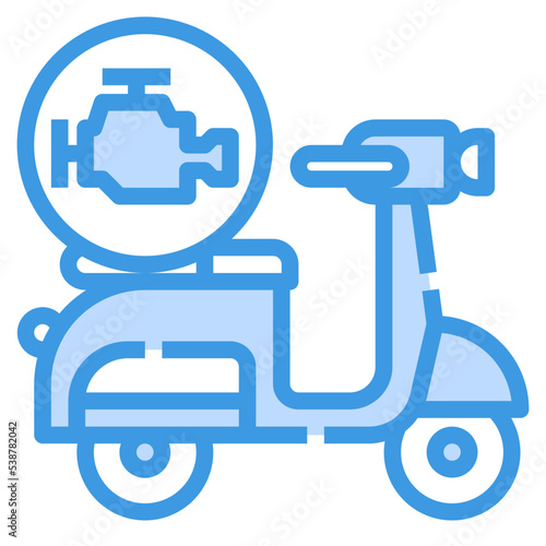 Engine blue outline icon