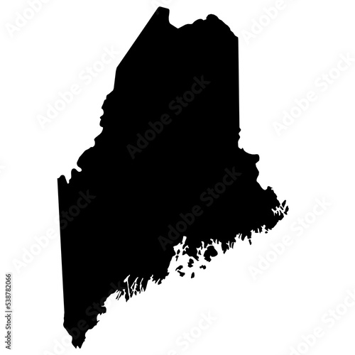 Obraz na plátně A black silhouette of the state of Maine.