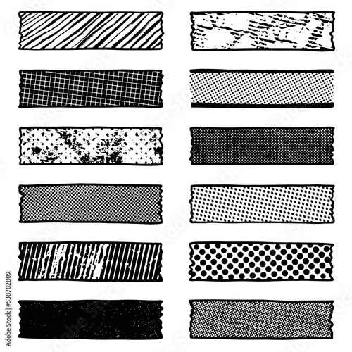 set of hand drawn washi tape