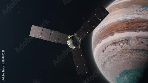 Juno Space Probe Flying Past Jupiter and Heading Towards the Moon of Ganymede photo