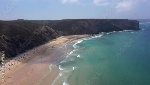 Wallpaper Mural Aerial View Of Tourists During Summer Vacation At Arrifana Beach In Aljezur, Costa Vicentina, Portugal. Torontodigital.ca