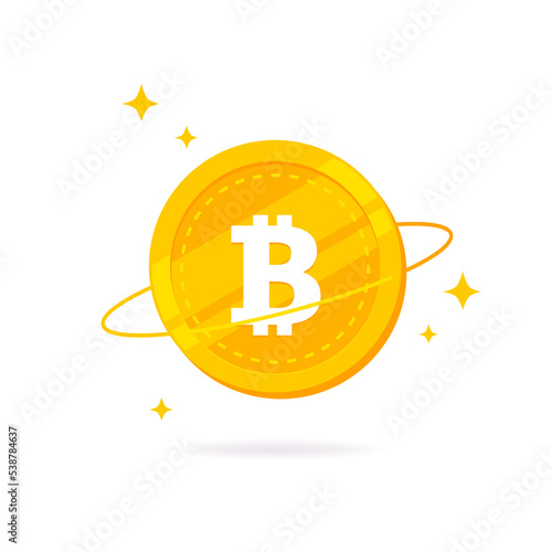 Bitcoin (BTC) flat icon isolated on white background.
