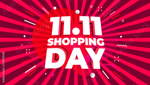 Wallpaper Mural 11.11 advertising sale banner template. Global shopping world sales day poster on red background. Torontodigital.ca