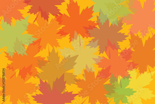 Colorful variegated foliage background. Maple leaves backdrop. Autumn or fall leaves and thanksgiving day concept. copy space for the text. illustration paper cut design style.