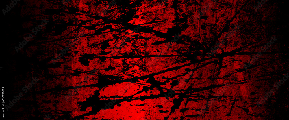 Grunge halloween background with blood splash space on wall, dark slate background toned classic red and black color, dark slate background toned classic red and black color. 
