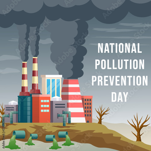 National Pollution Prevention Day with polluted environment illustration