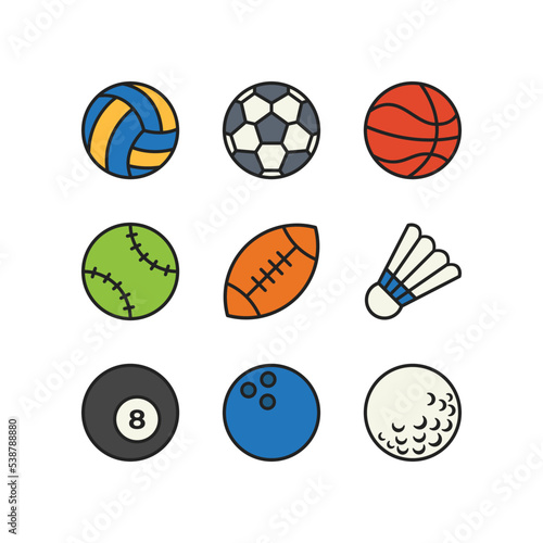 Colorful Sport Ball Icon Logo Vector Collection