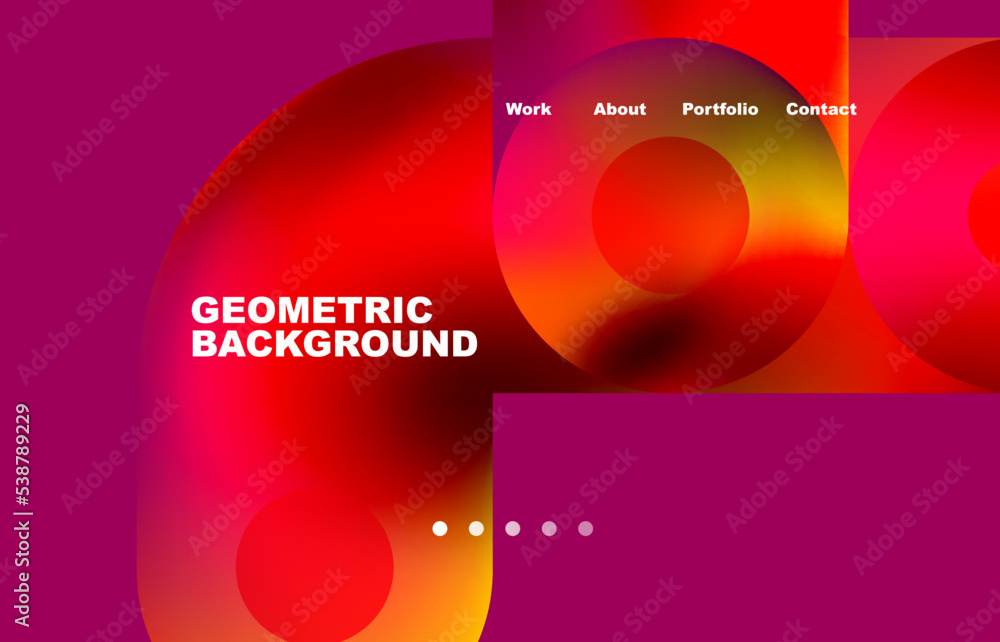 Website landing page abstract geometric background. Circles and round shapes. Web page for website or mobile app wallpaper Website landing page abstract geometric background. Circles and round shapes. Web page for website or mobile app wallpaper