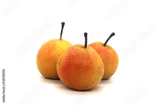 Photographic material with white background of fruit pear

