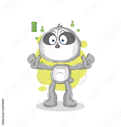 sloth full battery character. cartoon mascot vector