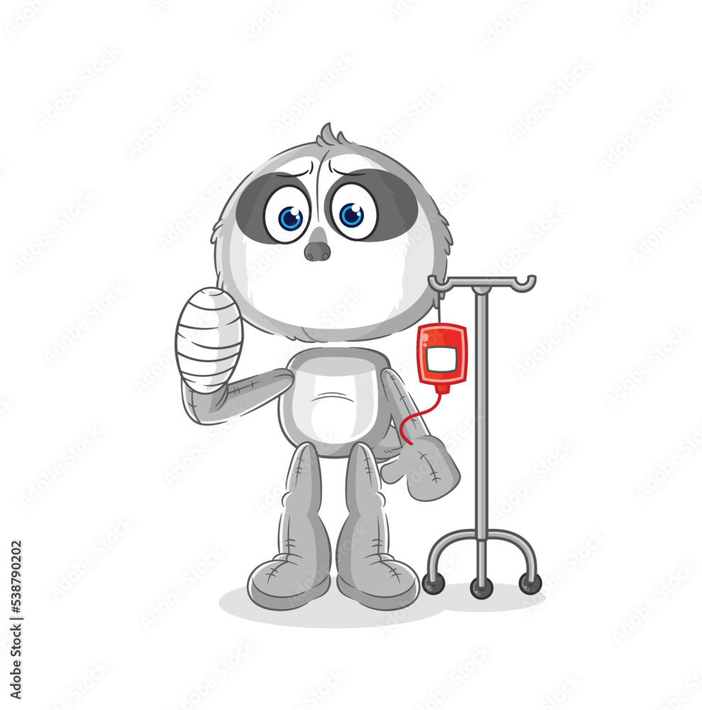 sloth sick in IV illustration. character vector