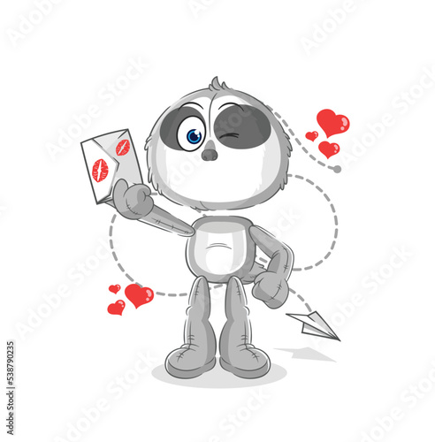 sloth hold love letter illustration. character vector