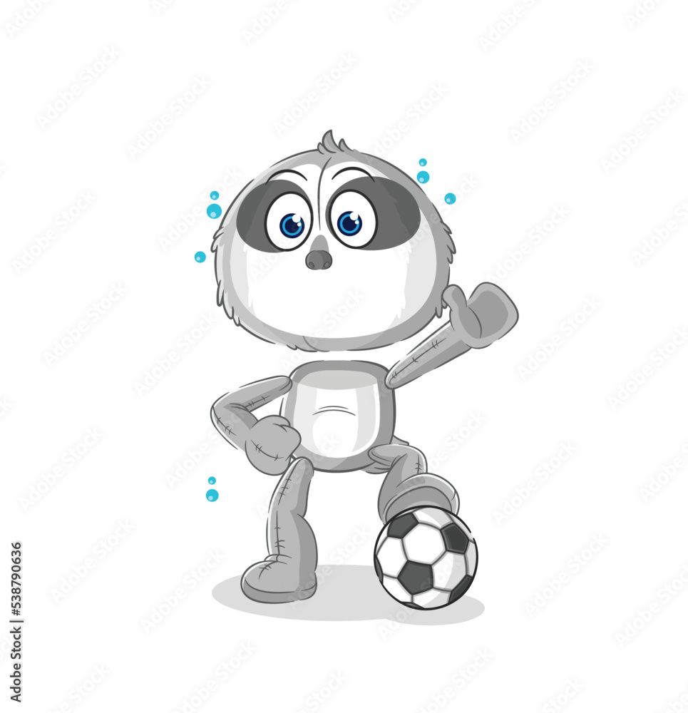 sloth playing soccer illustration. character vector