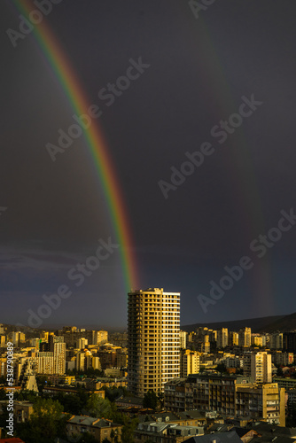 Double rainbow over Tbilisi s downtown