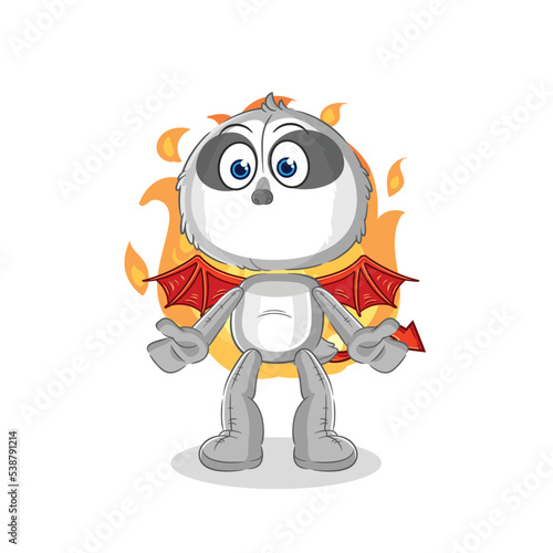 sloth demon with wings character. cartoon mascot vector