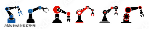 Robotic hand manipulator silhouette symbol icon. Robot limb logo. Robot arm. automation, robot, CNC shape logo.