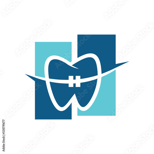 Logo design for dental care. Braces logo. Minimalis braces logo design. Dental logo design