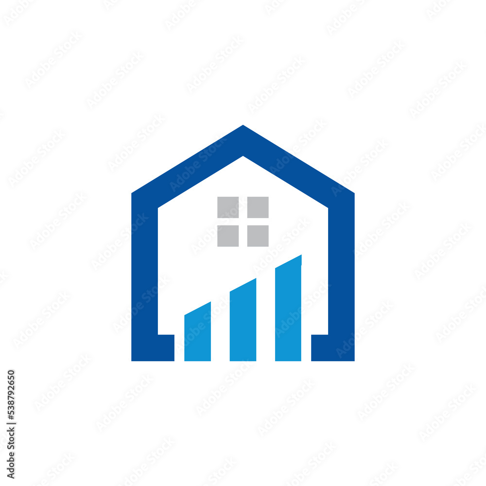 Finance real estate logo design. Home with icon finance real etsate Finance real estate logo design. Home with icon finance real etsate