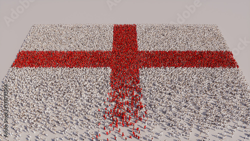 English Banner Background, with People gathering to form the Flag of England. photo