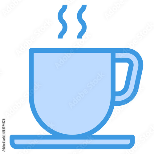 coffee cup blue outline icon