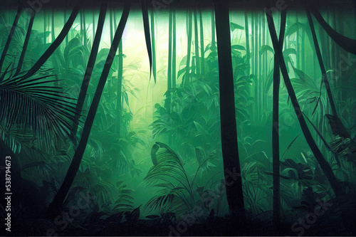 Deep tropical jungle in darkness © 2rogan