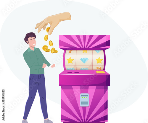 Lucky man won money prize at slot machine