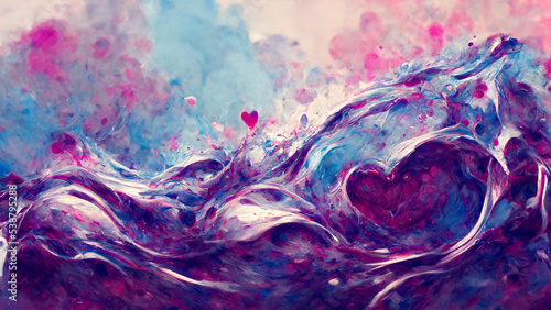 Abstract art pink purple blue pastel gradient paint background with liquid fluid grunge texture. illustration