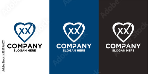 Initial letter x x love logo vector design template