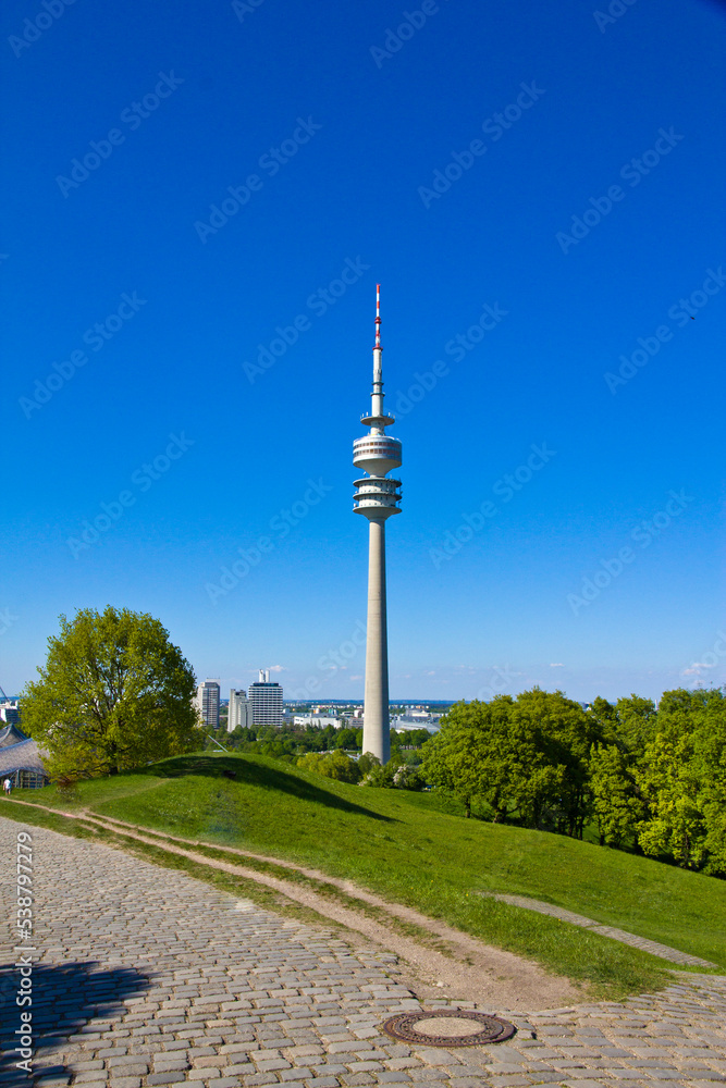 Panoramic of Olympic park in Munich town, Germany.