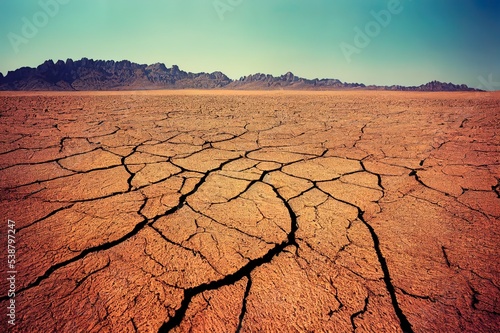 Cracked soil in the desert. Desert cracked soil. Desert scene. Desert cracked soil landscape