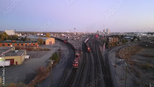 A CPR train pulls out of the Ogden rail station in Calgary Alberta Canada photo