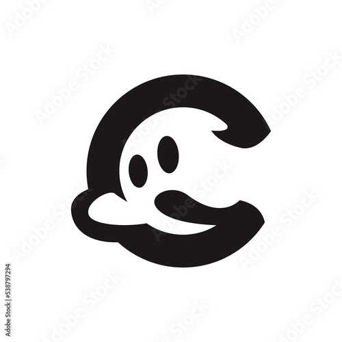 Ghost logo design with letter C. Ghost logo design