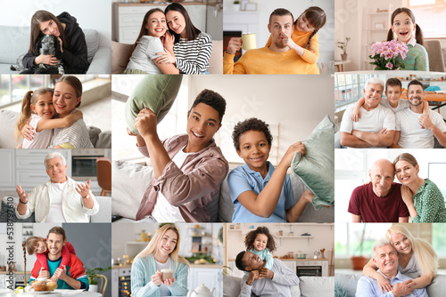 Group of happy people at home