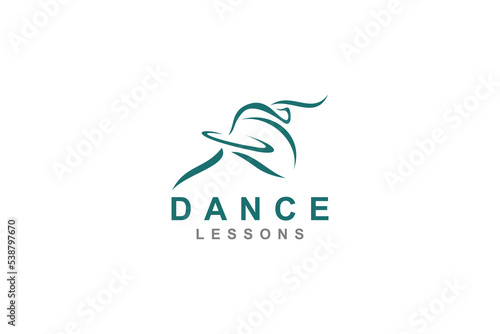 Dance ballet logo design beautiful girl abstract shape