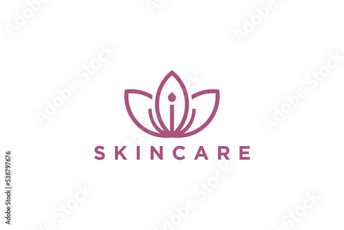 Fototapeta Naklejka Na Ścianę i Meble -  Lotus flower logo design skincare center beauty fashion spa yoga medical lady salon icon shape