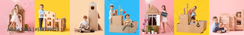 Group of cute children with...