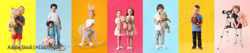 Collage of cute children wi...