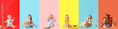 Group of little children wi...