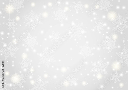 雪の結晶とキラキラ背景銀