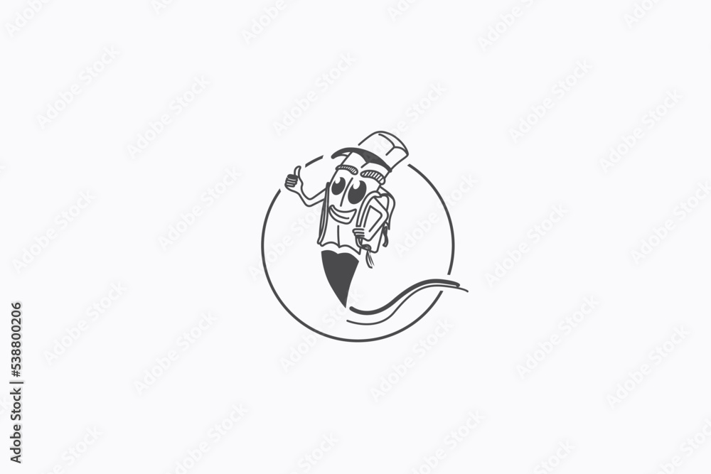 Illustration vector graphic of pencil character logo Illustration vector graphic of pencil character logo