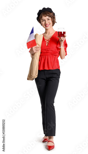 Young woman with flag of Fr...