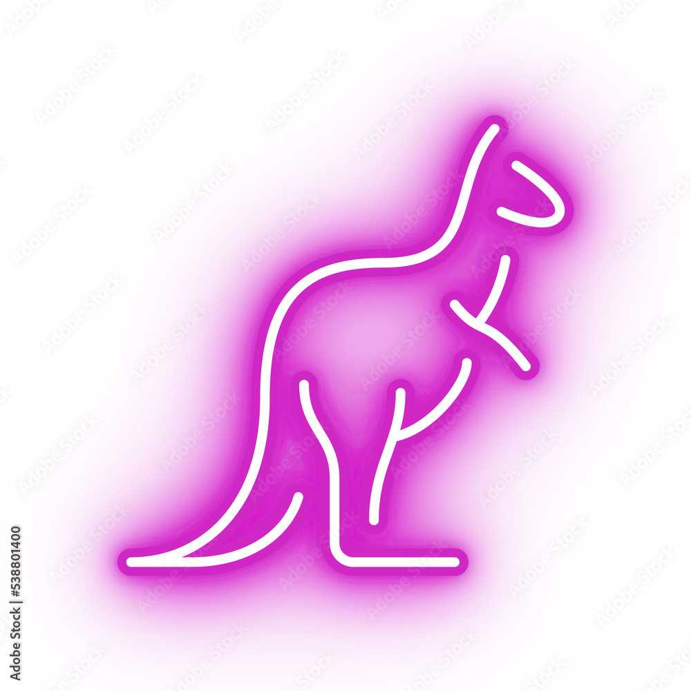 Neon pink kangaroo icon, glowing wallaby icon on transparent background Neon pink kangaroo icon, glowing wallaby icon on transparent background