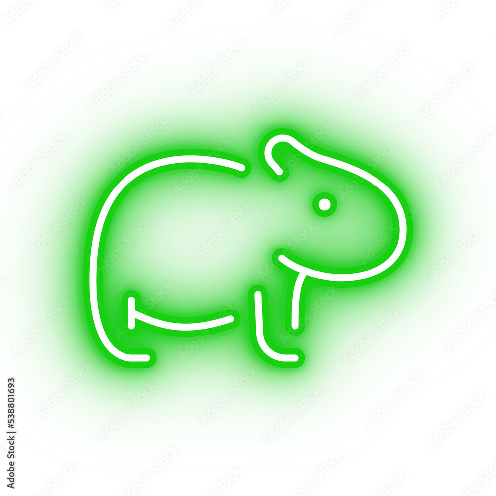 Fototapeta premium Neon green wombat icon, glowing animal icon on transparent background