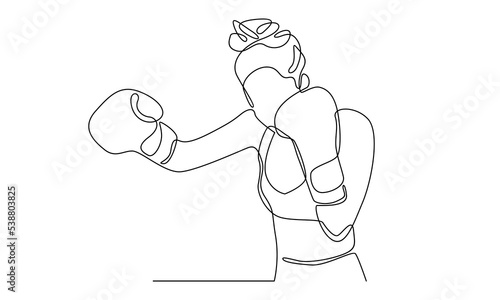 continuous line drawing of female boxing athlete
