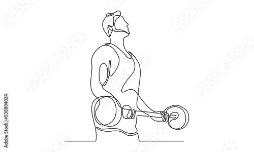 continuous line of man weightlifting exercise