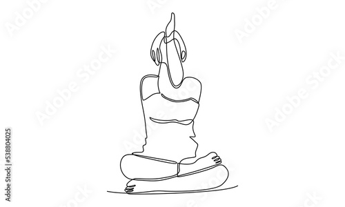 continuous line drawing of woman sitting in yoga pose