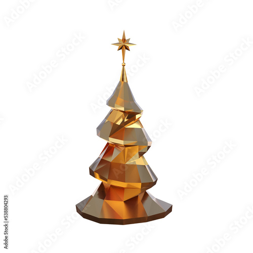 Christmas tree with decorations, isolate on a transparent background, 3d illustration, cg render