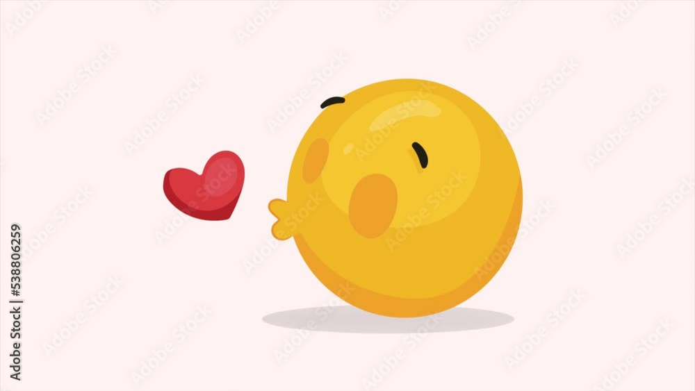 emoji kissing heart character animation Stock Video Adobe Stock
